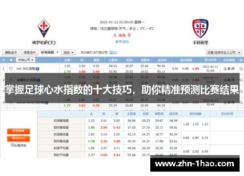 掌握足球心水指数的十大技巧，助你精准预测比赛结果