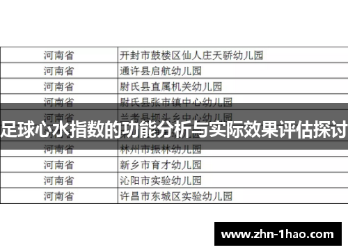 足球心水指数的功能分析与实际效果评估探讨 足球心水指数的功能分析与实际效果评估探讨